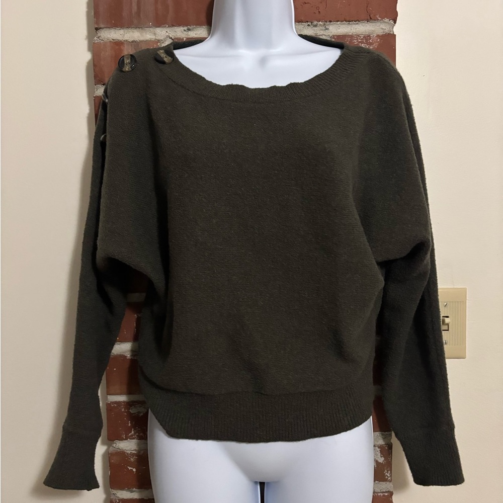Poof! Dark Olive Crew Neck Sweater